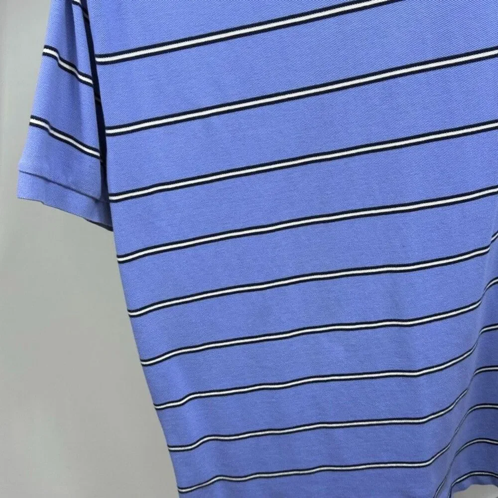 Polo Ralph Lauren Shirt Mens Size XL Blue Striped Short Sleeve Embroidered Logo
